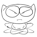 可爱线条橄榄猫QQ表情_黑白QQ表情