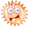 小太阳QQ表情，静态的太阳脸图片