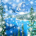 蓝湖雪景