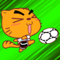 可可猫飞身踢足球