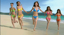 沙滩上穿三点式的美女们