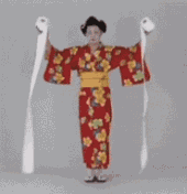 拿着纸巾跳日本舞